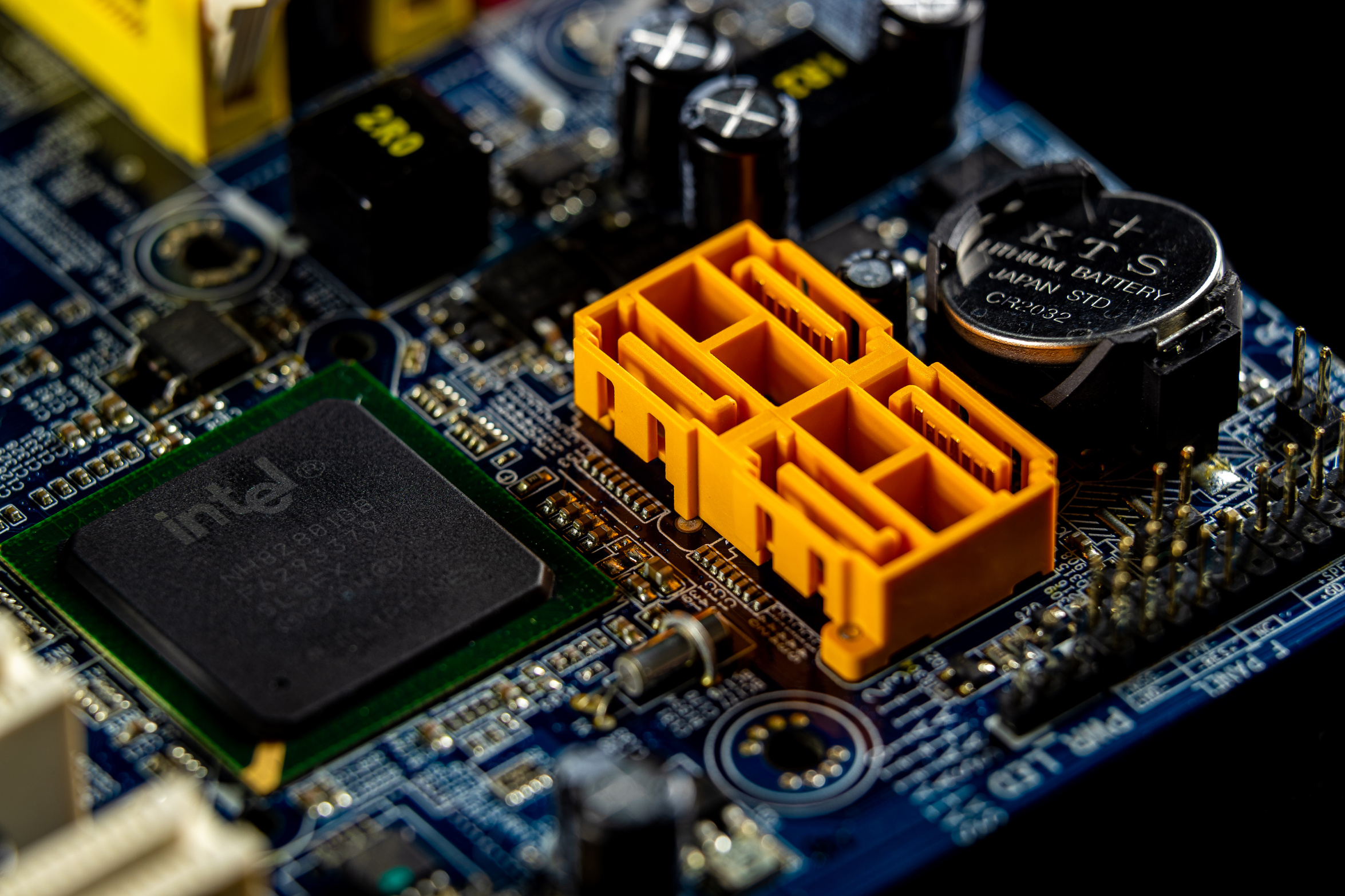 Computer Motherboard In Close Up View